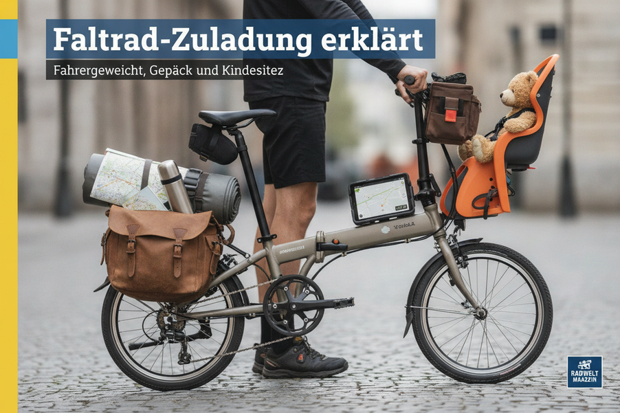 Faltrad-Zuladung erklärt: Fahrergewicht, Gepäck und Kindersitz