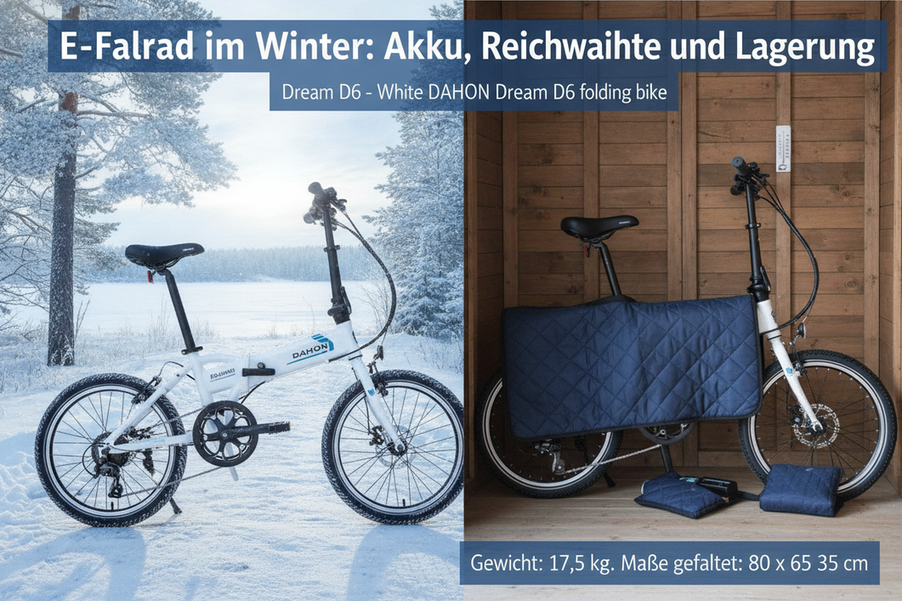 Dream D6 - White DAHON Dream D6 folding bike dimensions and weight. Shown folded and unfolded.