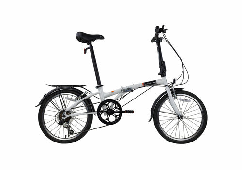 DAHON Dream D6 folding bike with 6-speed drivetrain, white frame and black components