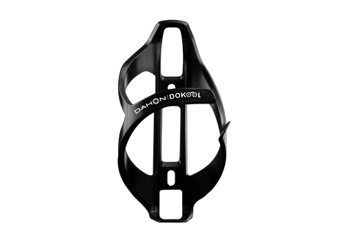 Black matte finish glass fiber bicycle water bottle cage with "DAHON DOKOOL" logo, product appearance.